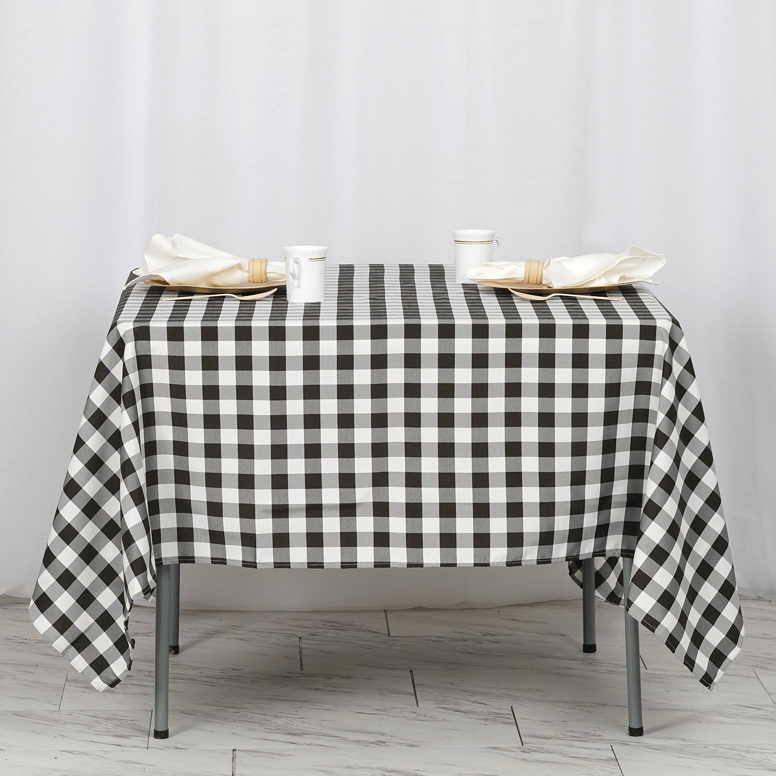 70x70-Inch SQUARE Checked Gingham Polyester Tablecloth Dinner Wedding Linens - Picture 3 of 26
