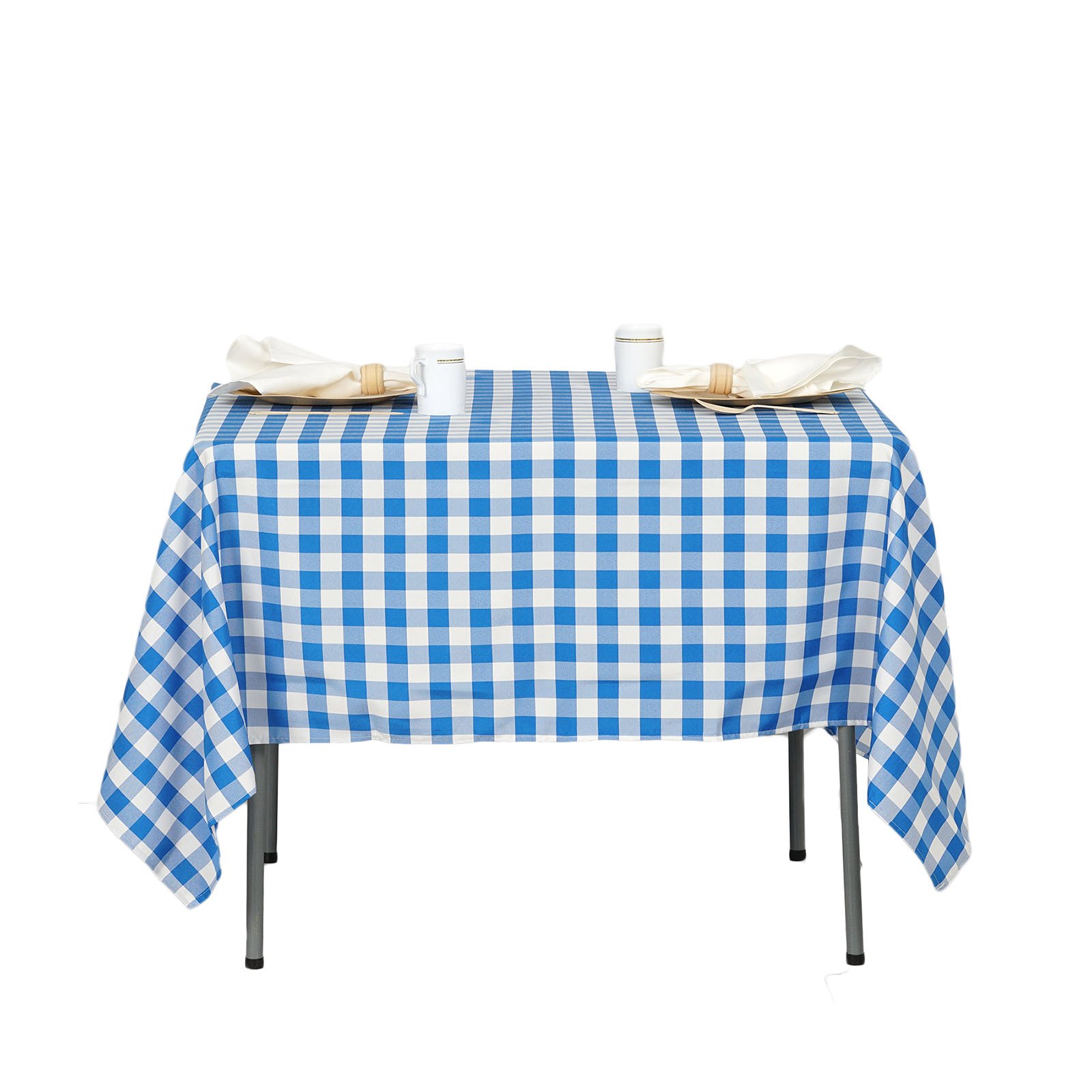 70x70-Inch SQUARE Checked Gingham Polyester Tablecloth Dinner Wedding Linens - Picture 14 of 26