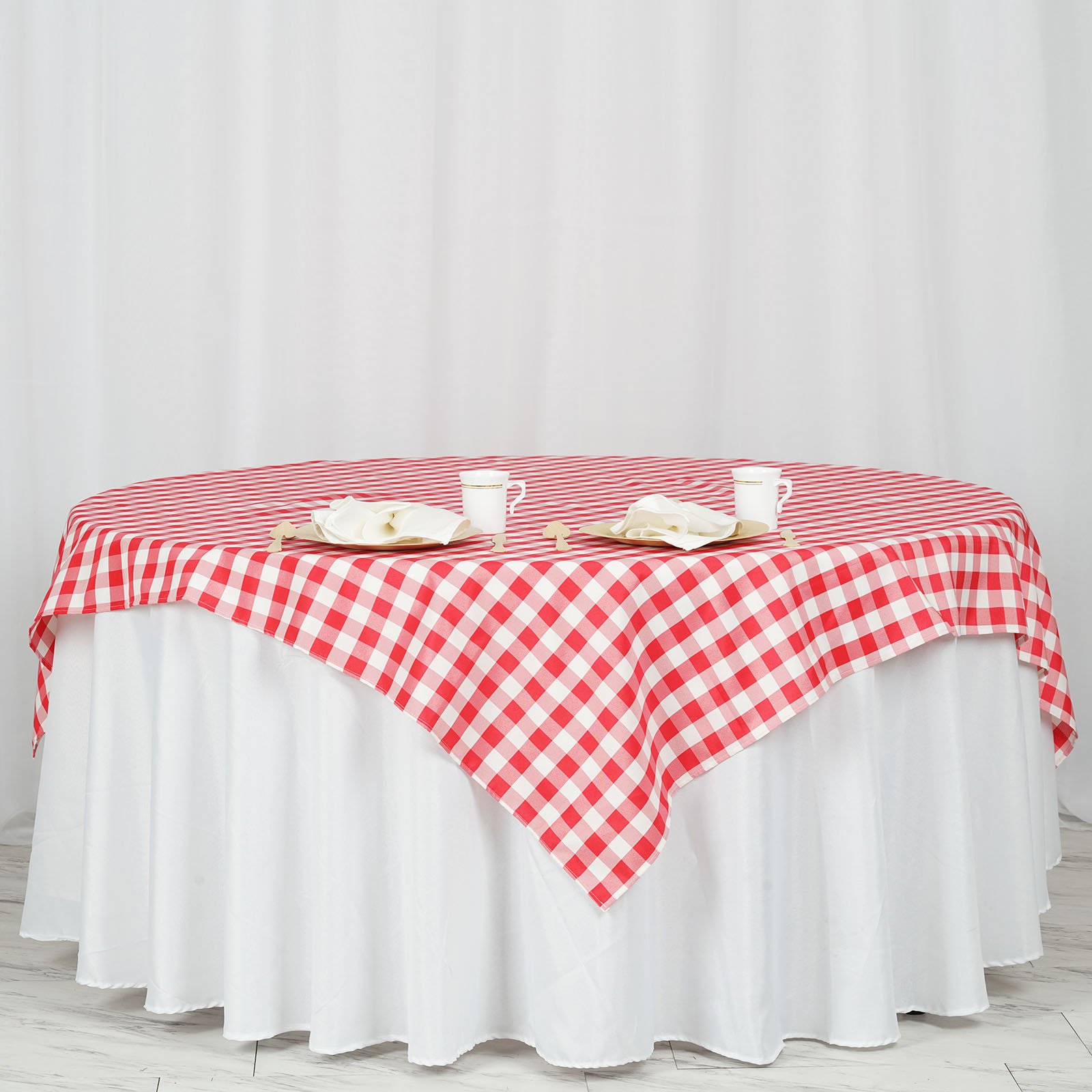 70x70-Inch SQUARE Checked Gingham Polyester Tablecloth Dinner Wedding Linens - Picture 24 of 26