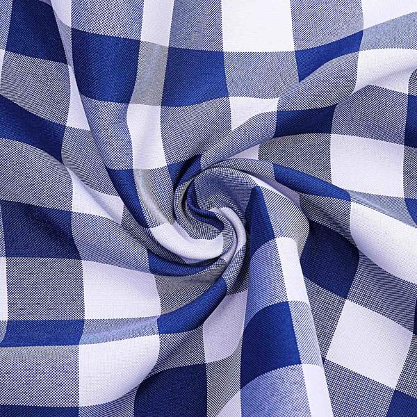 90 Zoll Marineblau Rund Gingham Kariert Polyester Tischdecke Tischwäsche - Bild 7 von 10