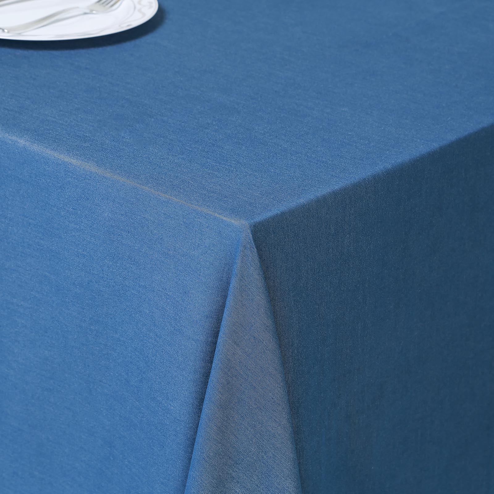 90x132" Dunkelblau Faux Denim Polyester Rechteckige Tischdecke Hochzeit Party Verkauf - Bild 4 von 10