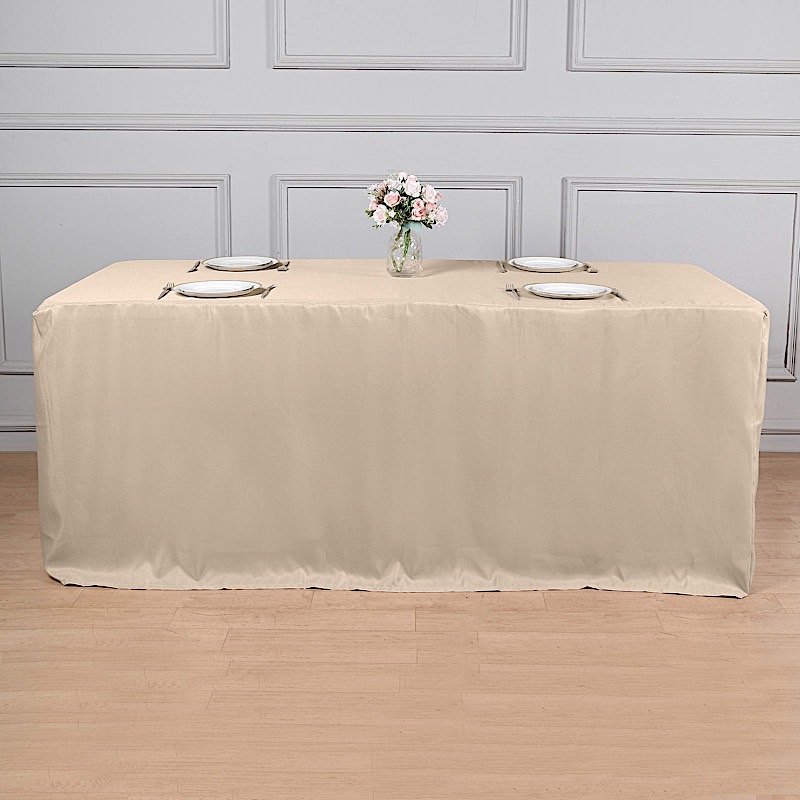 8 feet Fitted Polyester Tablecloths Wedding Party Catering Table Linens Home - 第 67/98 張圖片