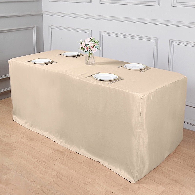 8 feet Fitted Polyester Tablecloths Wedding Party Catering Table Linens Home - 第 69/98 張圖片