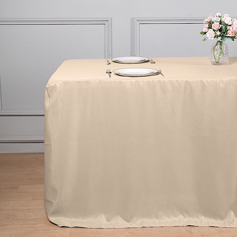 8 feet Fitted Polyester Tablecloths Wedding Party Catering Table Linens Home - 第 70/98 張圖片