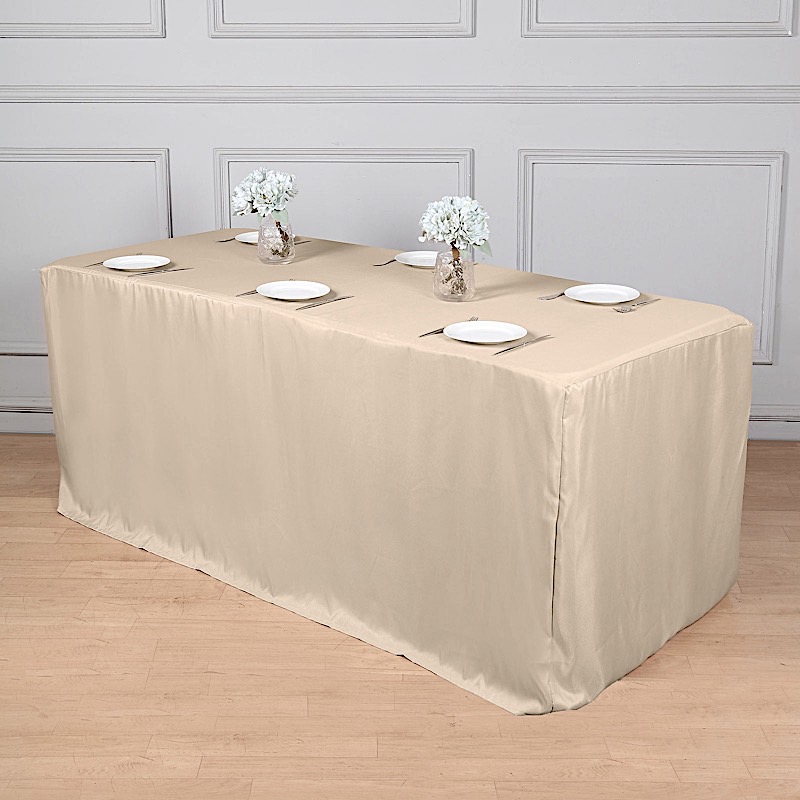 8 feet Fitted Polyester Tablecloths Wedding Party Catering Table Linens Home - 第 71/98 張圖片