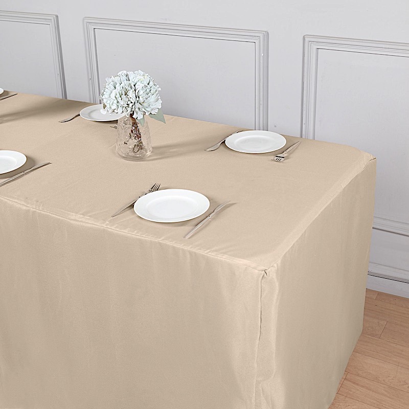 8 feet Fitted Polyester Tablecloths Wedding Party Catering Table Linens Home - 第 72/98 張圖片