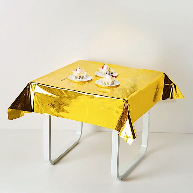 50x50-Inch Metallic Square Disposable Plastic Tablecloth Wedding Decorations - Picture 10 of 38