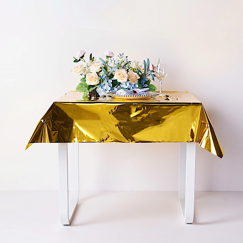 50x50-Inch Metallic Square Disposable Plastic Tablecloth Wedding Decorations - Picture 8 of 38