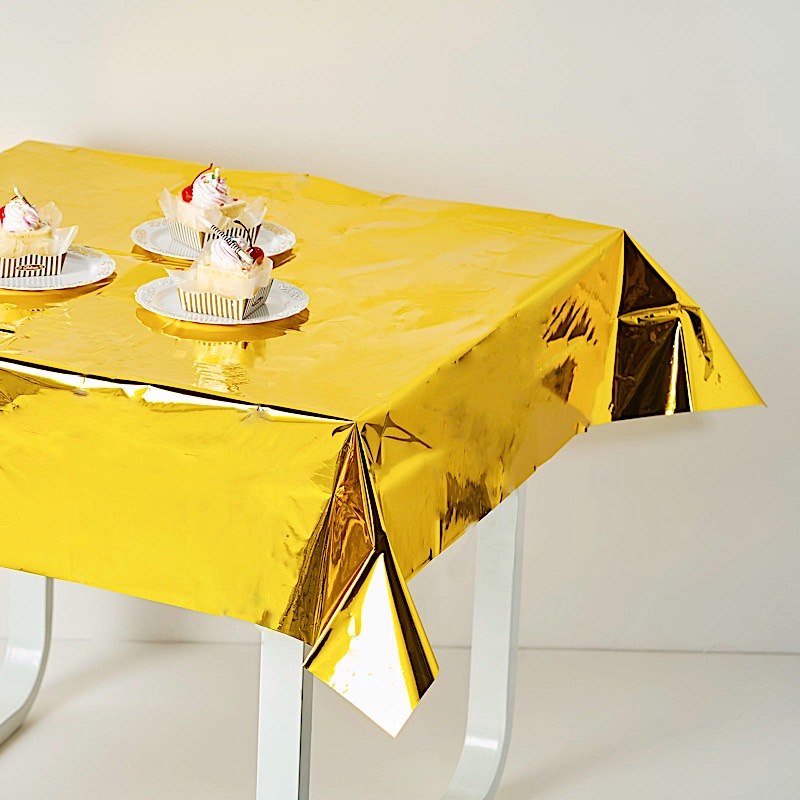 50x50-Inch Metallic Square Disposable Plastic Tablecloth Wedding Decorations - Picture 11 of 38
