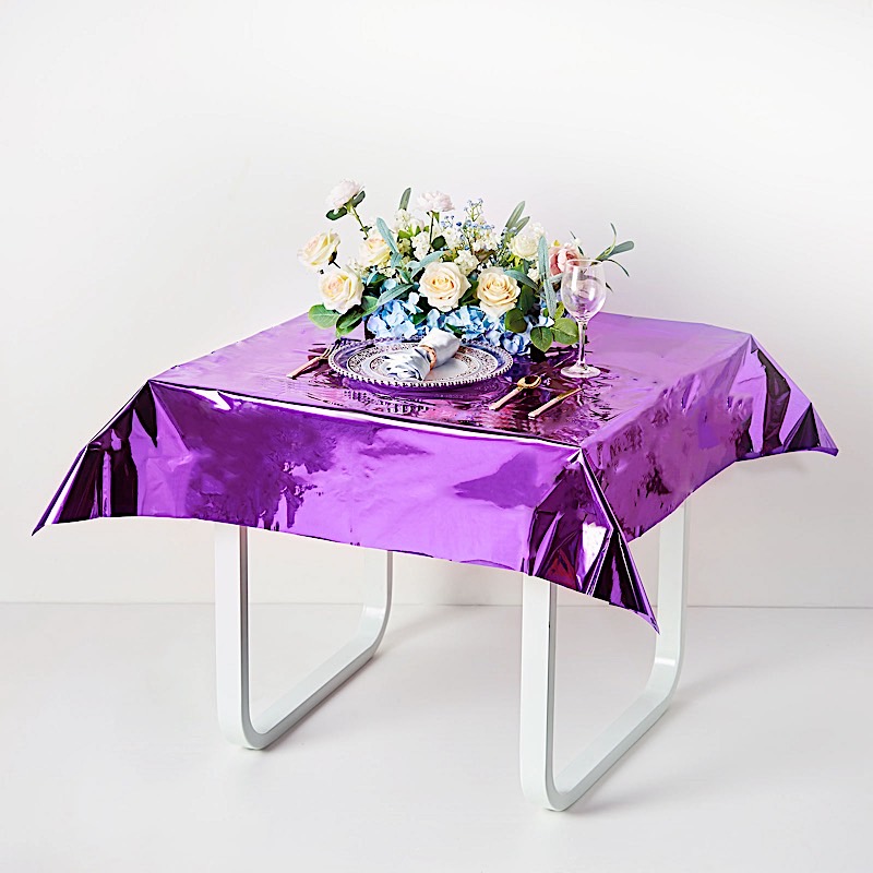 50x50-Inch Metallic Square Disposable Plastic Tablecloth Wedding Decorations - Picture 15 of 38