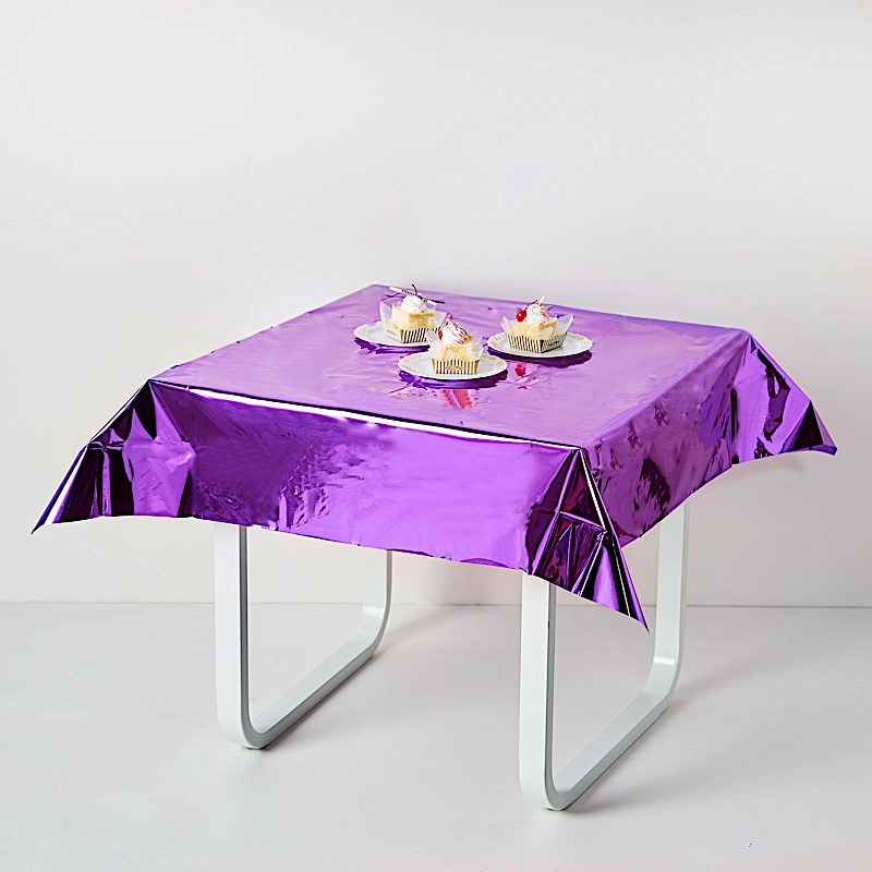 50x50-Inch Metallic Square Disposable Plastic Tablecloth Wedding Decorations - Picture 16 of 38