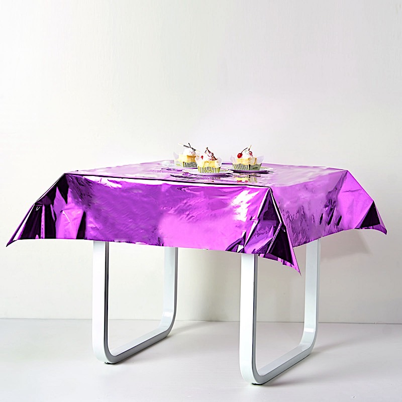 50x50-Inch Metallic Square Disposable Plastic Tablecloth Wedding Decorations - Picture 19 of 38
