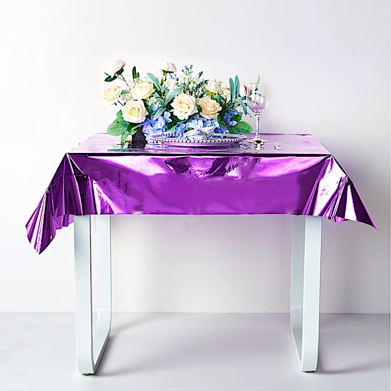 50x50-Inch Metallic Square Disposable Plastic Tablecloth Wedding Decorations - Picture 14 of 38