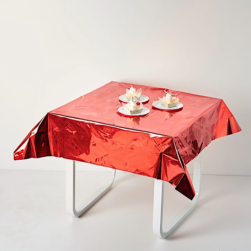 50x50-Inch Metallic Square Disposable Plastic Tablecloth Wedding Decorations - Picture 22 of 38