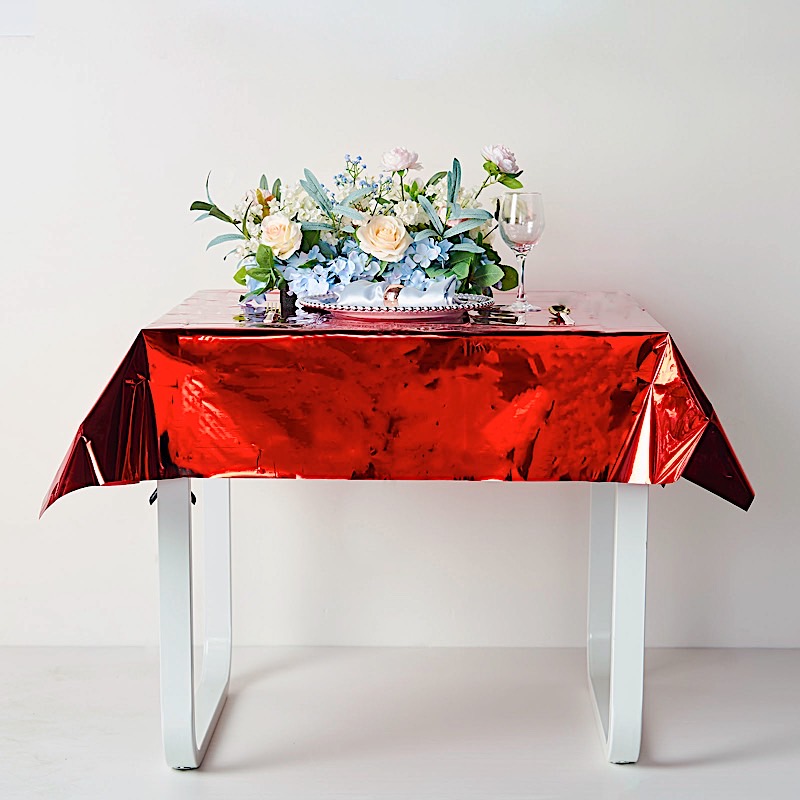 50x50-Inch Metallic Square Disposable Plastic Tablecloth Wedding Decorations - Picture 20 of 38