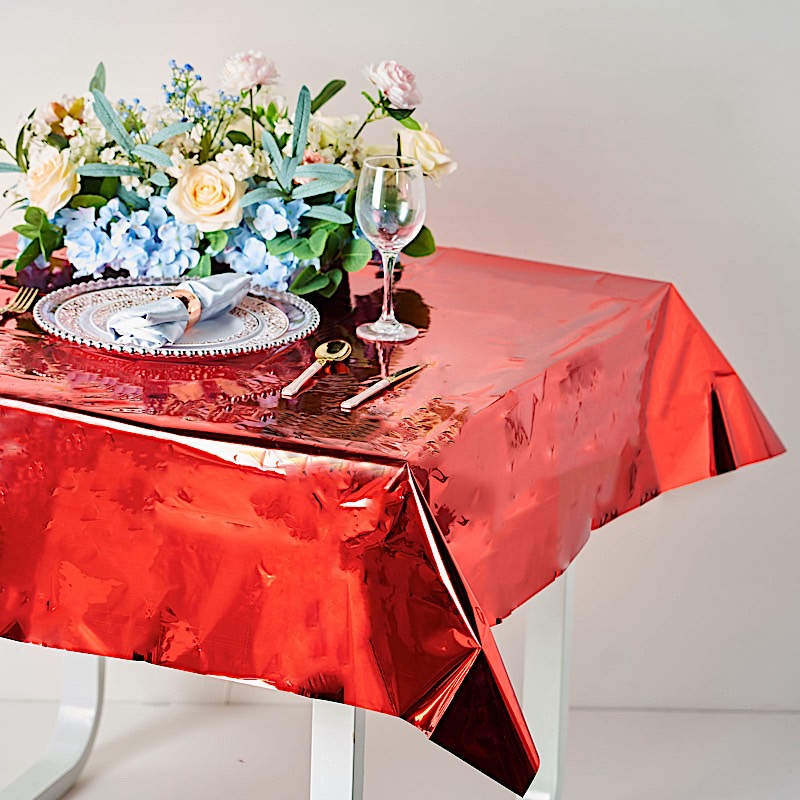 50x50-Inch Metallic Square Disposable Plastic Tablecloth Wedding Decorations - Picture 23 of 38