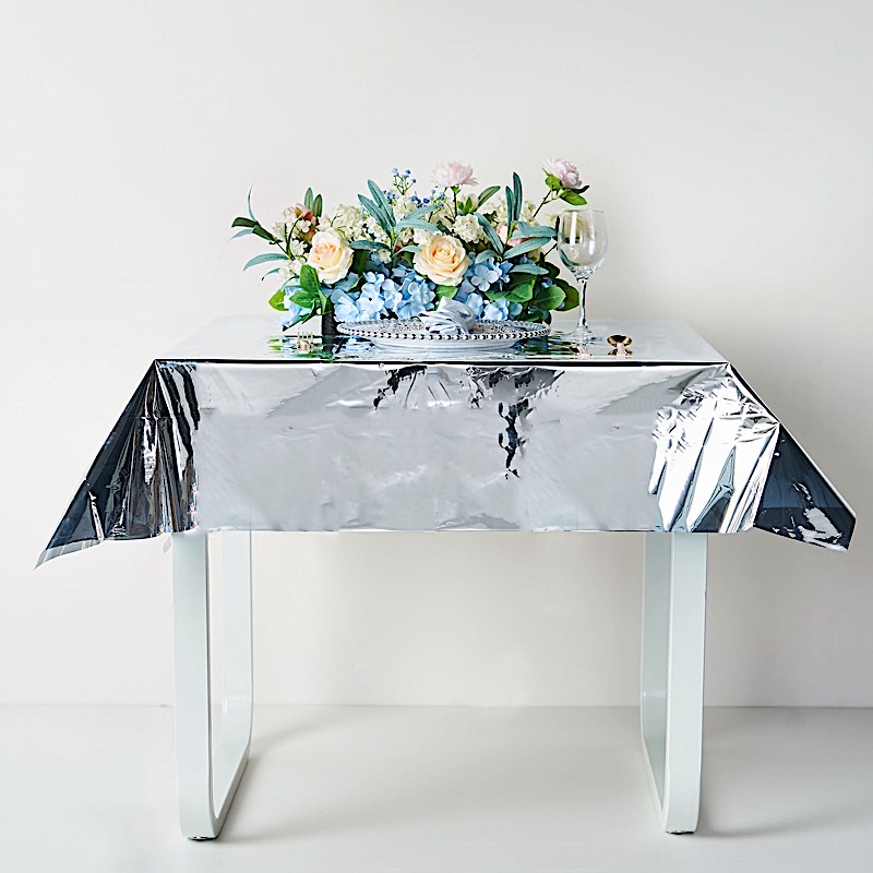 50x50-Inch Metallic Square Disposable Plastic Tablecloth Wedding Decorations - Picture 27 of 38