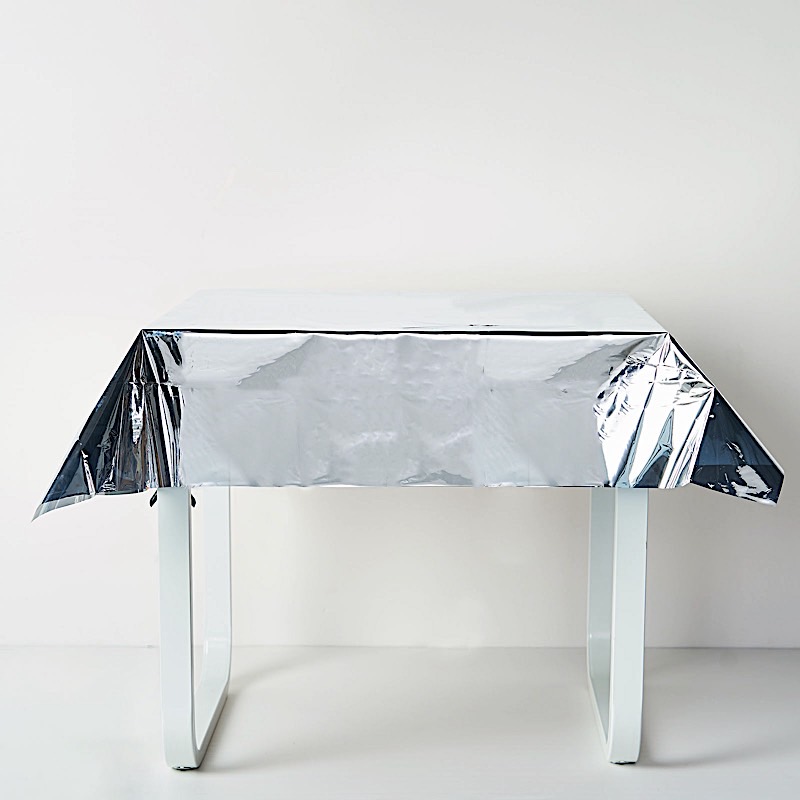50x50-Inch Metallic Square Disposable Plastic Tablecloth Wedding Decorations - Picture 32 of 38