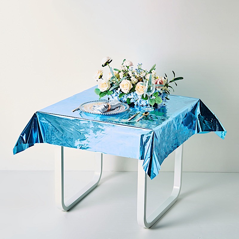 50x50-Inch Metallic Square Disposable Plastic Tablecloth Wedding Decorations - Picture 35 of 38
