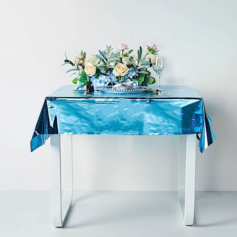 50x50-Inch Metallic Square Disposable Plastic Tablecloth Wedding Decorations - Picture 33 of 38