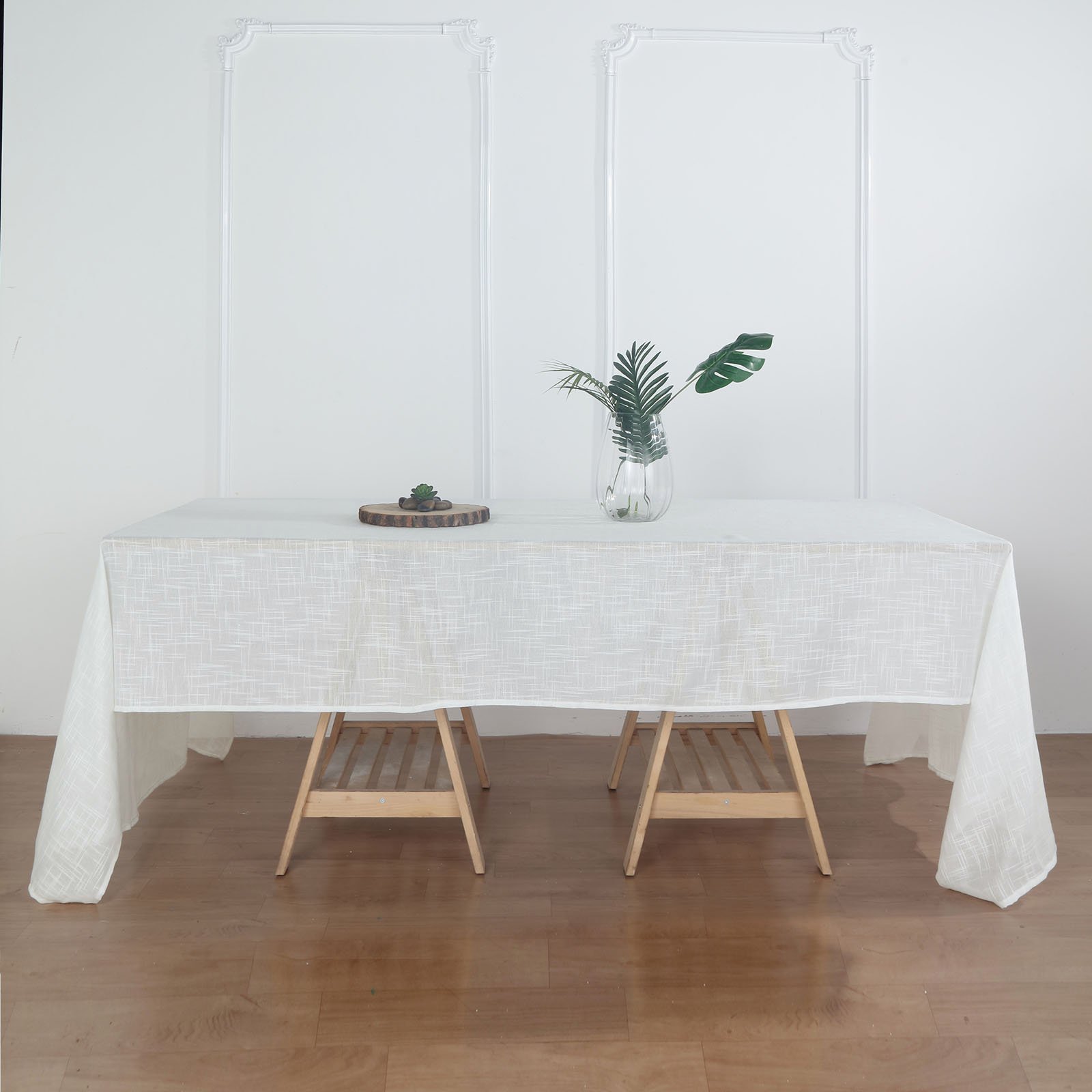 60x126-Inch Rectangular Premium Polyester Faux Burlap Tablec