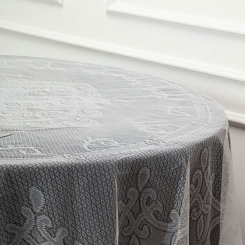 90" Premium Lace Round Tablecloth Wedding Reception Party Table Linens Banquet - Picture 2 of 9