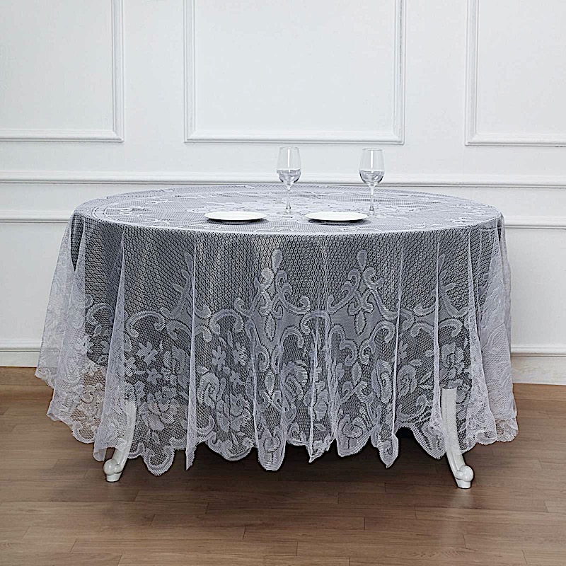 90" Premium Lace Round Tablecloth Wedding Reception Party Table Linens Banquet - Picture 1 of 9