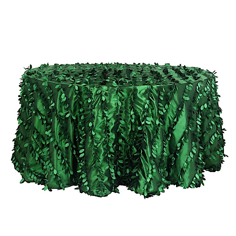 132-Inch TAFFETA ROUND TABLECLOTH Leaf Petals Design Wedding Decorations - Picture 51 of 89