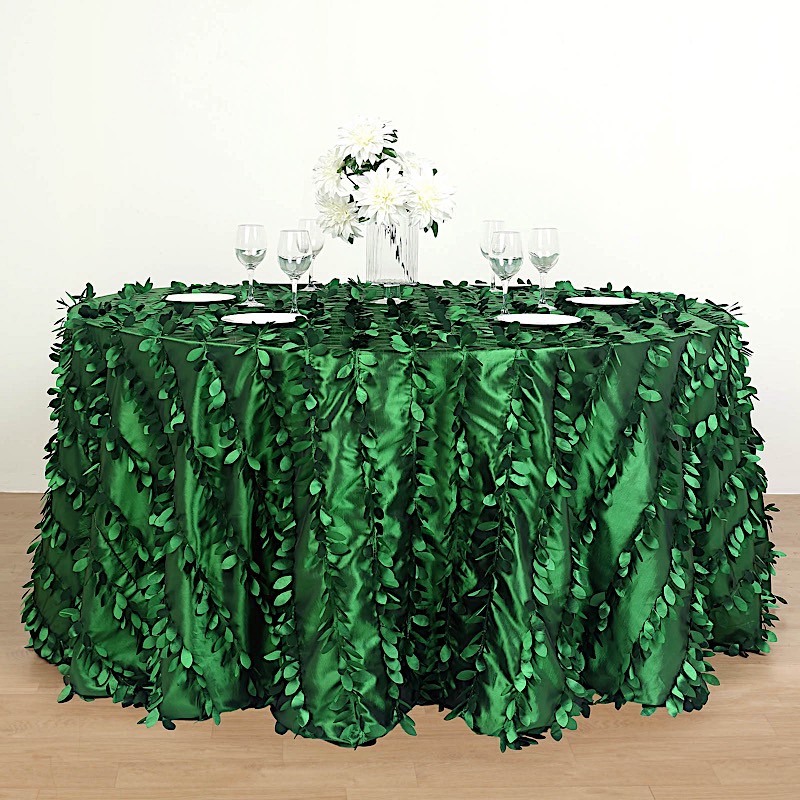 132-Inch TAFFETA ROUND TABLECLOTH Leaf Petals Design Wedding Decorations - Picture 50 of 89