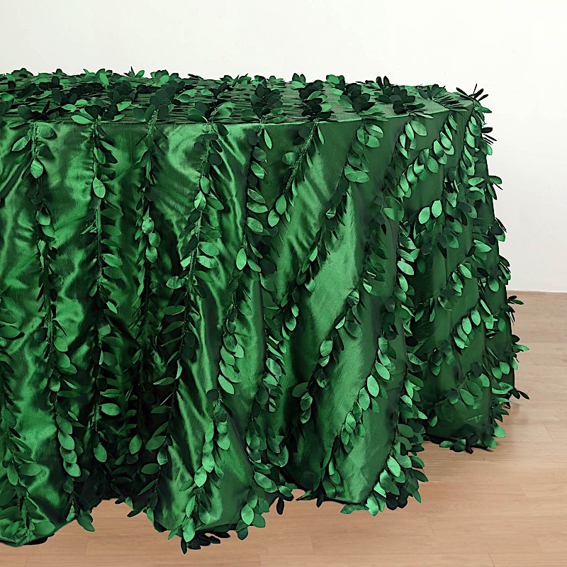 132-Inch TAFFETA ROUND TABLECLOTH Leaf Petals Design Wedding Decorations - Picture 54 of 89