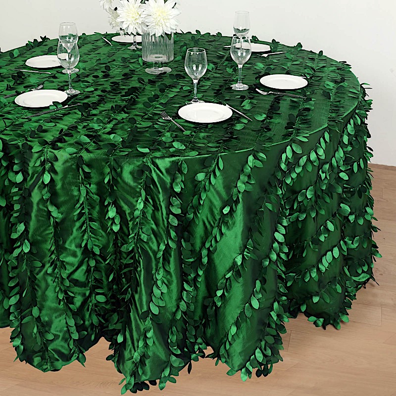 132-Inch TAFFETA ROUND TABLECLOTH Leaf Petals Design Wedding Decorations - Picture 57 of 89