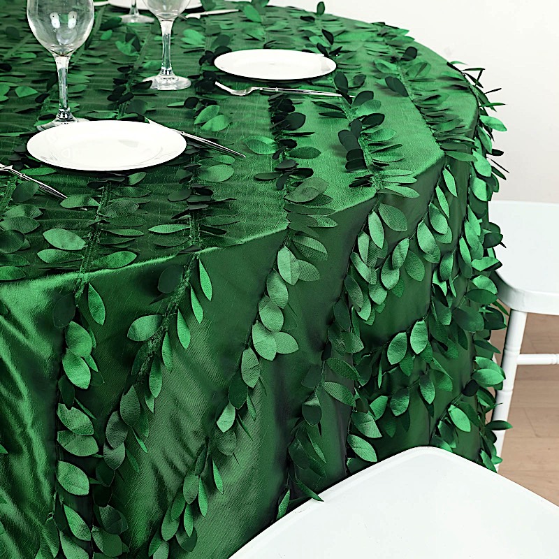 132-Inch TAFFETA ROUND TABLECLOTH Leaf Petals Design Wedding Decorations - Picture 56 of 89
