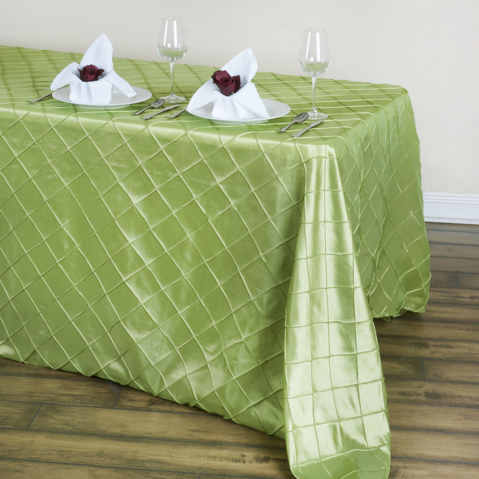 90" x 132" Pintuck Tablecloth Wedding Party Table Linens goes to the floor - Picture 8 of 67