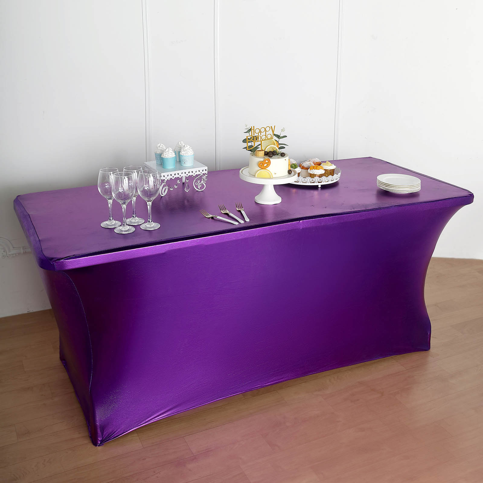 6 ft Fitted Spandex Tablecloth Metallic Table Cover Wedding Party