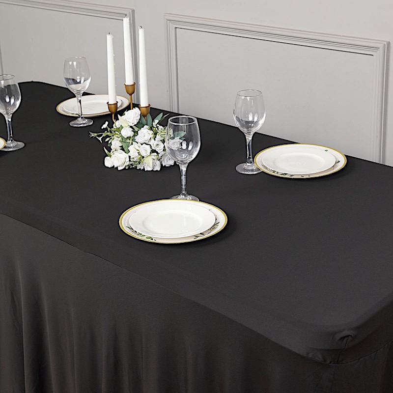 6 ft Wavy Rectangular Fitted Tablecloth Premium Spandex Table Cover Party Events - Picture 13 of 59