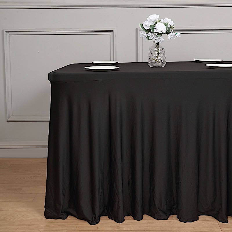 6 ft Wavy Rectangular Fitted Tablecloth Premium Spandex Table Cover Party Events - Picture 14 of 59