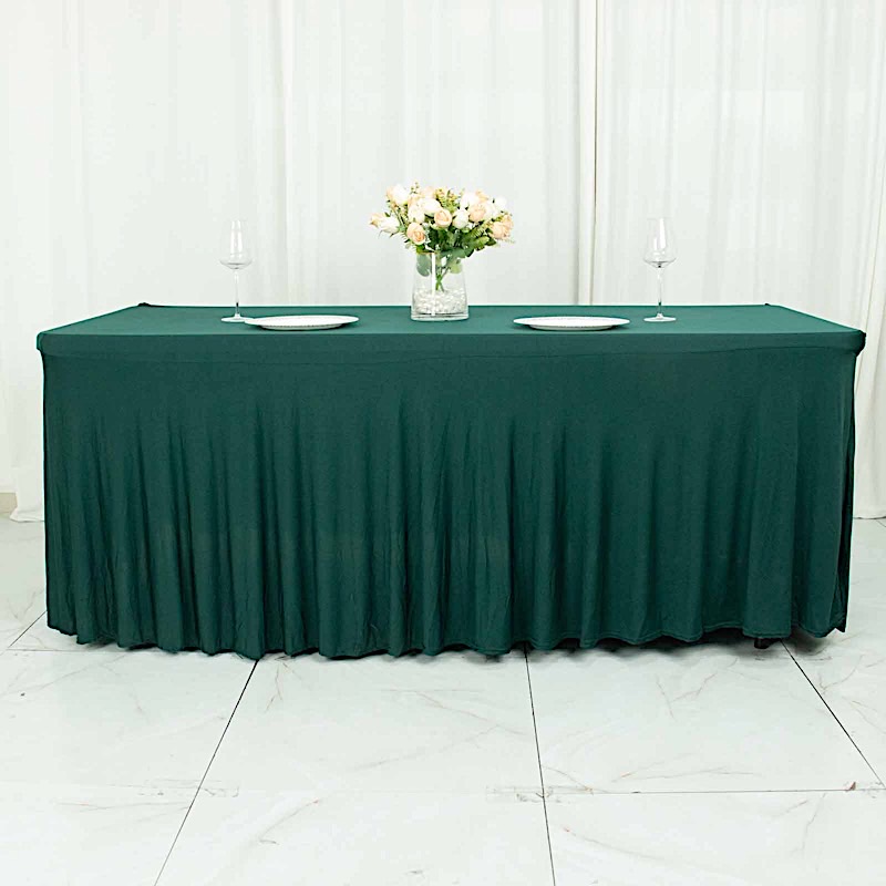 6 ft Wavy Rectangular Fitted Tablecloth Premium Spandex Table Cover Party Events - Picture 22 of 59