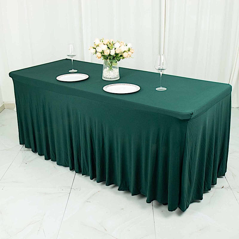6 ft Wavy Rectangular Fitted Tablecloth Premium Spandex Table Cover Party Events - Picture 23 of 59