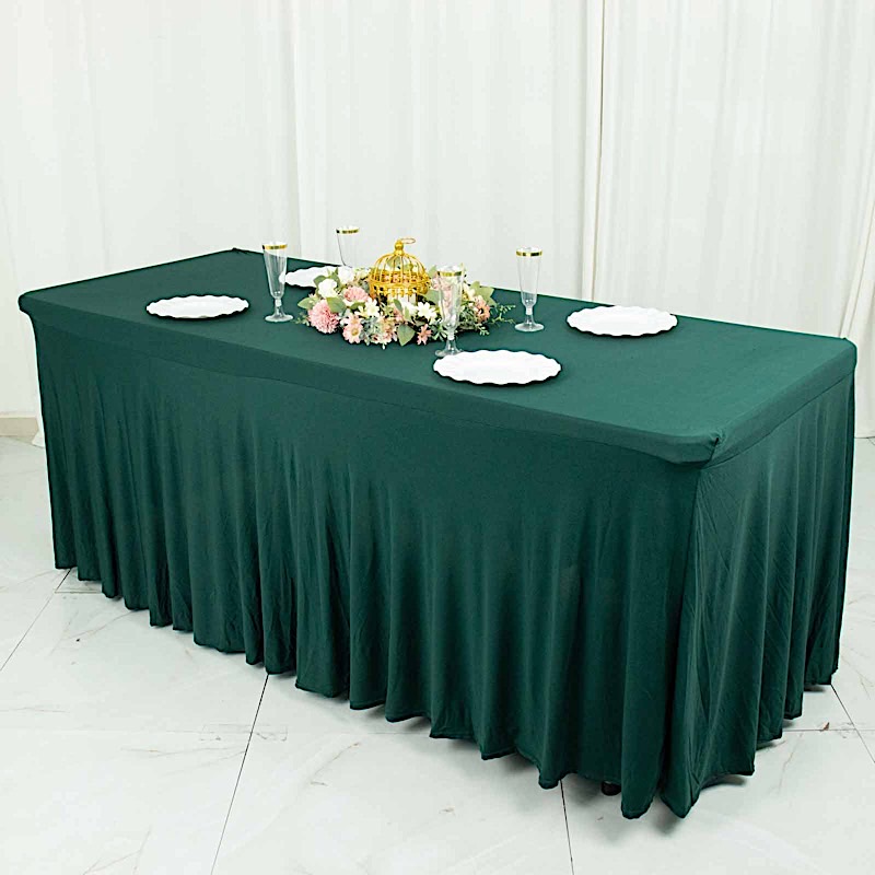 6 ft Wavy Rectangular Fitted Tablecloth Premium Spandex Table Cover Party Events - Picture 25 of 59