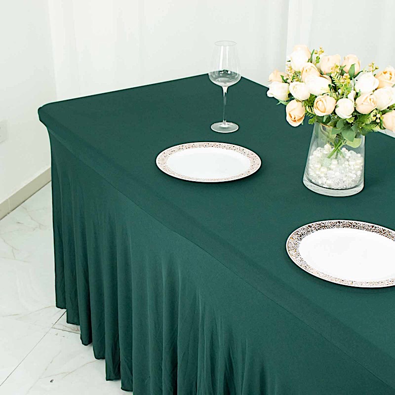 6 ft Wavy Rectangular Fitted Tablecloth Premium Spandex Table Cover Party Events - Picture 26 of 59