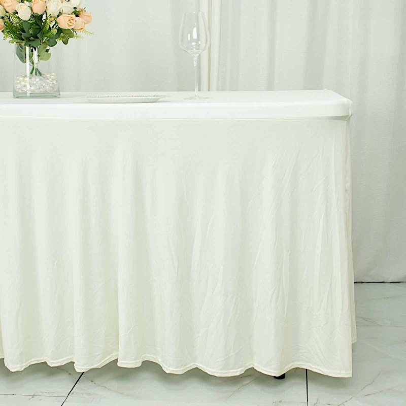 6 ft Wavy Rectangular Fitted Tablecloth Premium Spandex Table Cover Party Events - Picture 34 of 59