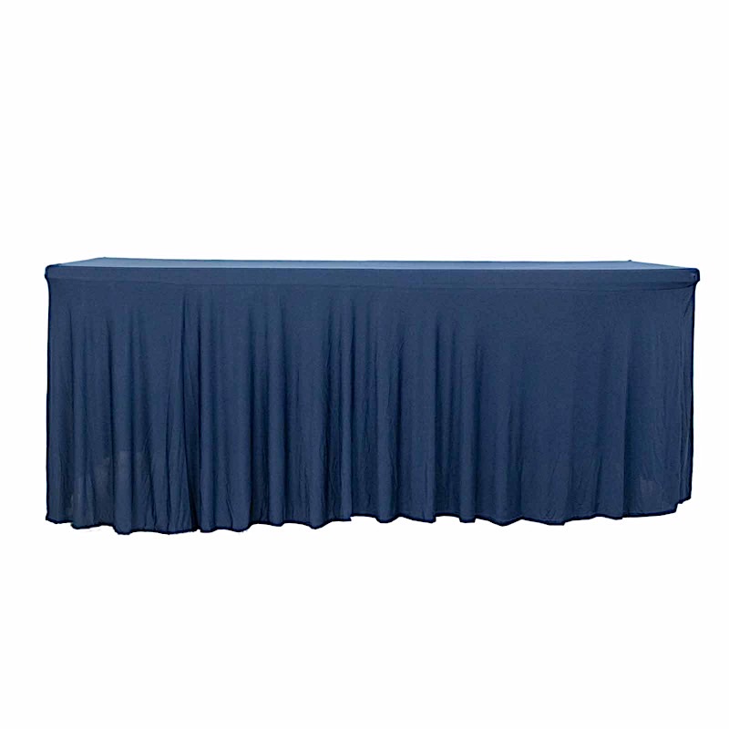 6 ft Wavy Rectangular Fitted Tablecloth Premium Spandex Table Cover Party Events - Picture 40 of 59