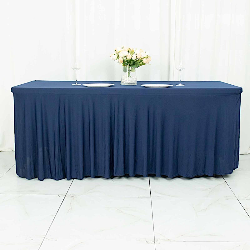 6 ft Wavy Rectangular Fitted Tablecloth Premium Spandex Table Cover Party Events - Picture 41 of 59