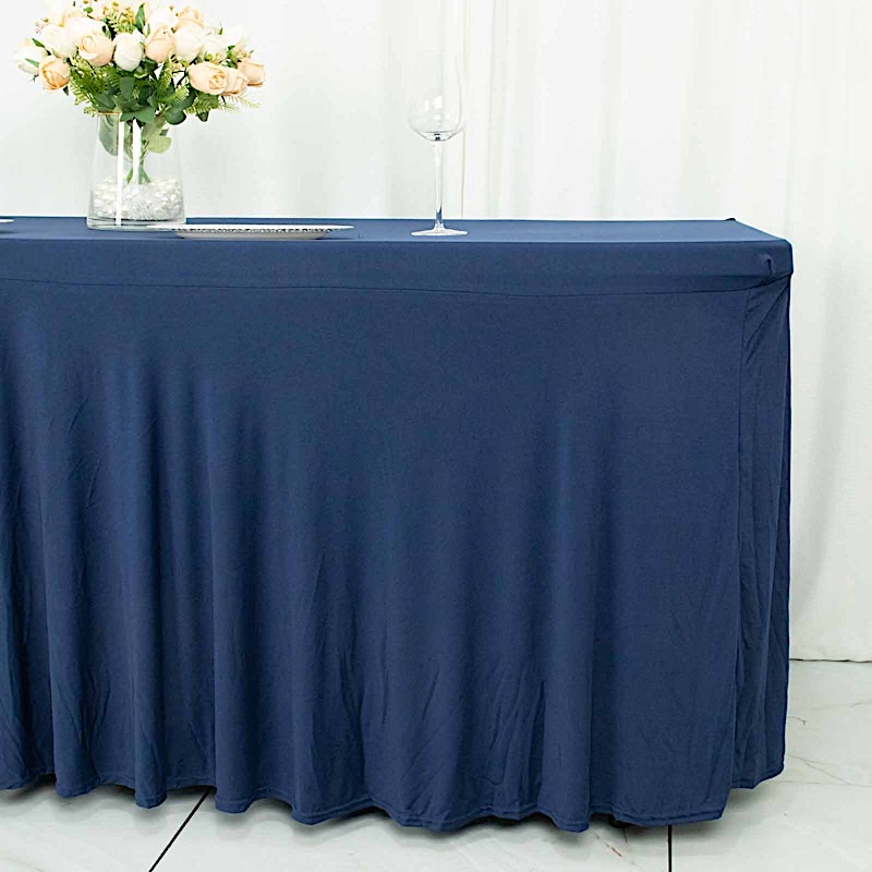 6 ft Wavy Rectangular Fitted Tablecloth Premium Spandex Table Cover Party Events - Picture 43 of 59