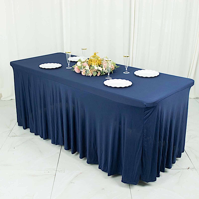 6 ft Wavy Rectangular Fitted Tablecloth Premium Spandex Table Cover Party Events - Picture 44 of 59