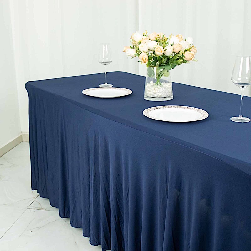 6 ft Wavy Rectangular Fitted Tablecloth Premium Spandex Table Cover Party Events - Picture 45 of 59