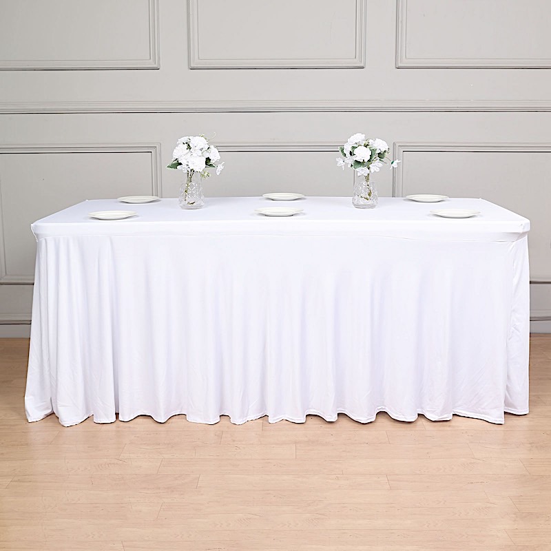 6 ft Wavy Rectangular Fitted Tablecloth Premium Spandex Table Cover Party Events - Picture 51 of 59