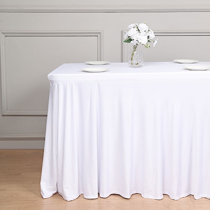 6 ft Wavy Rectangular Fitted Tablecloth Premium Spandex Table Cover Party Events - Picture 53 of 59