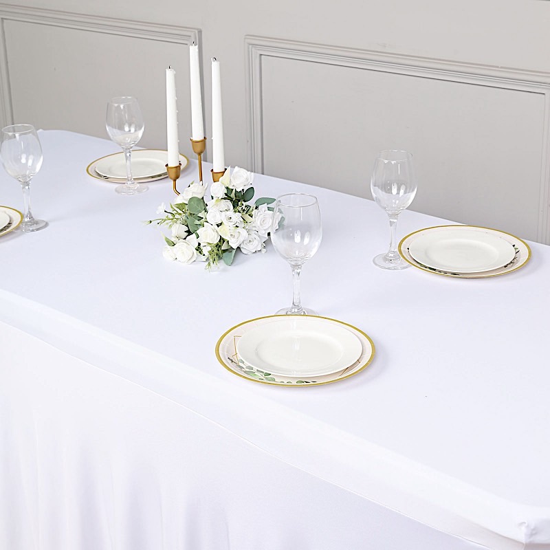 6 ft Wavy Rectangular Fitted Tablecloth Premium Spandex Table Cover Party Events - Picture 54 of 59