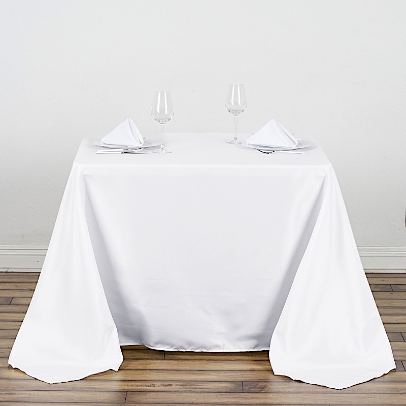90x90" White SQUARE POLYESTER Tablecloth Cheap Table Linens Decorations